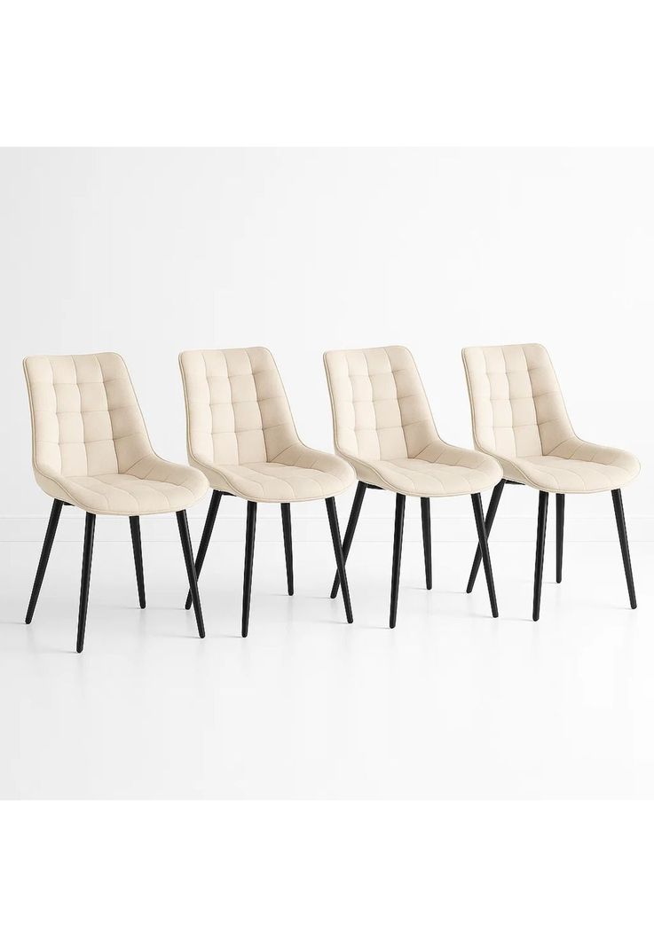 Pack de 4 Sillas de Comedor Macron Acolchada Terciopelo - Beige