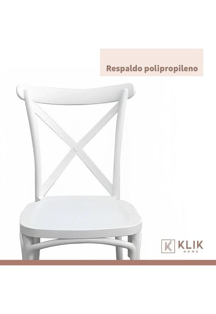 Comedor Rectangular Blanco 120x80cm + 6 Silla Crossback Danubio Blanca-6