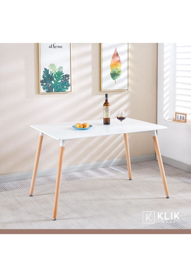 Comedor Rectangular Blanco 120x80cm + 6 Silla Crossback Danubio Blanca-7