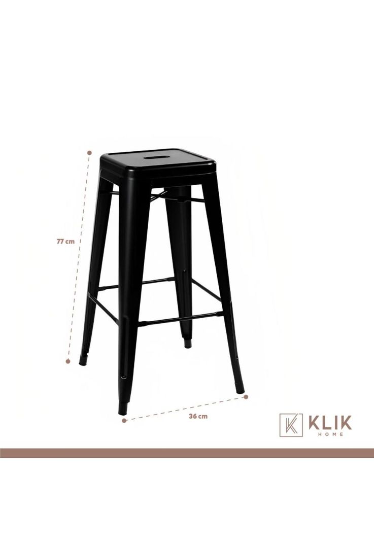Piso Taburete Tolix Alto para Bar o Terraza - Negro-3