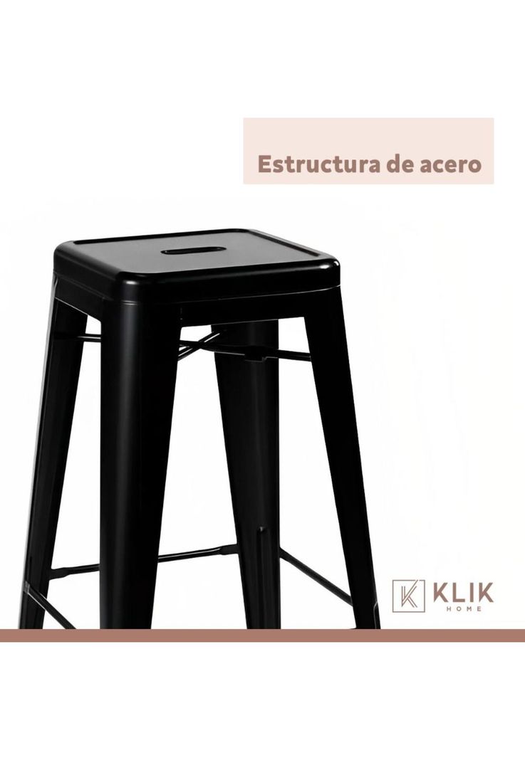Piso Taburete Tolix Alto para Bar o Terraza - Negro-4