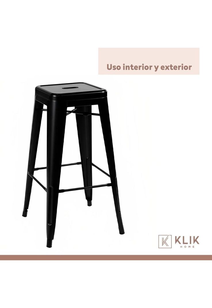 Piso Taburete Tolix Alto para Bar o Terraza - Negro-5