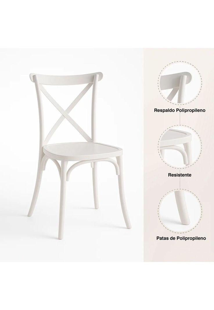 Silla Crossback Danubio de Terraza Exterior o Comedor  - Blanca-4