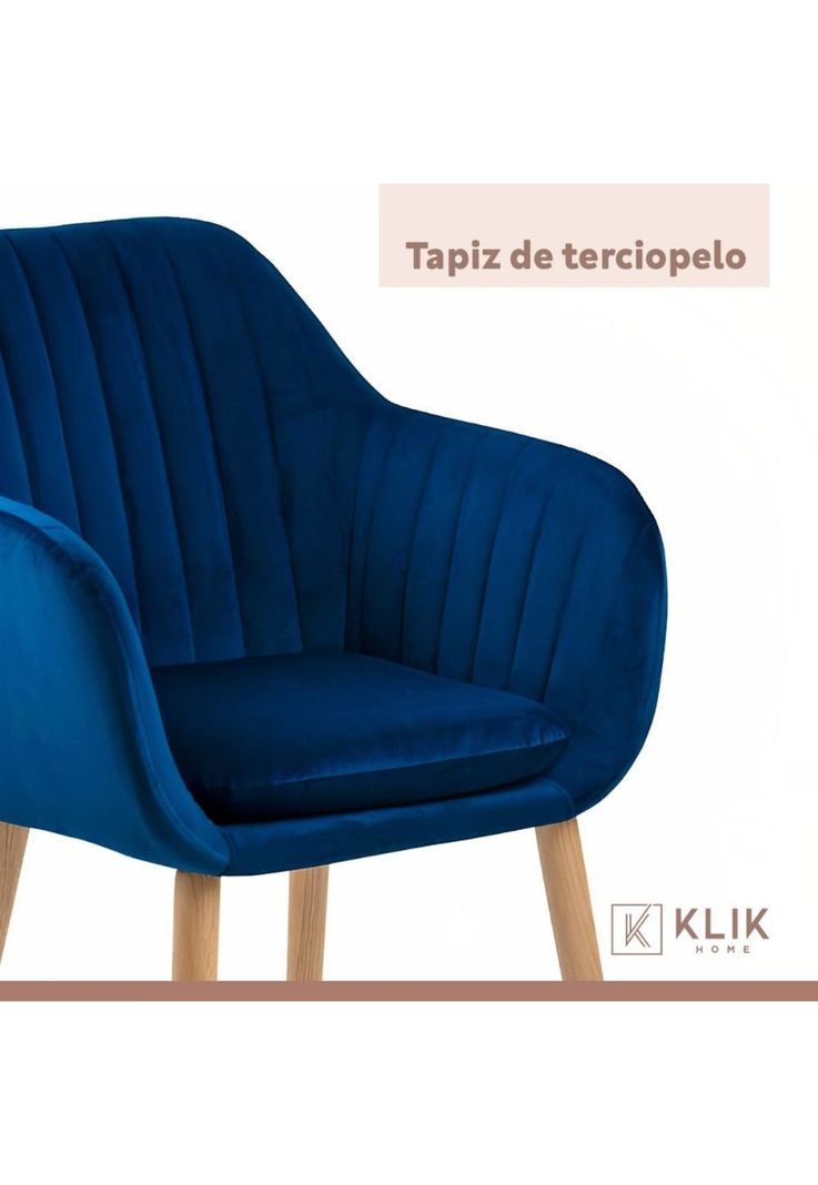 Butaca Sitial Poltrona Diamante Terciopelo Acolchado - Azul-4