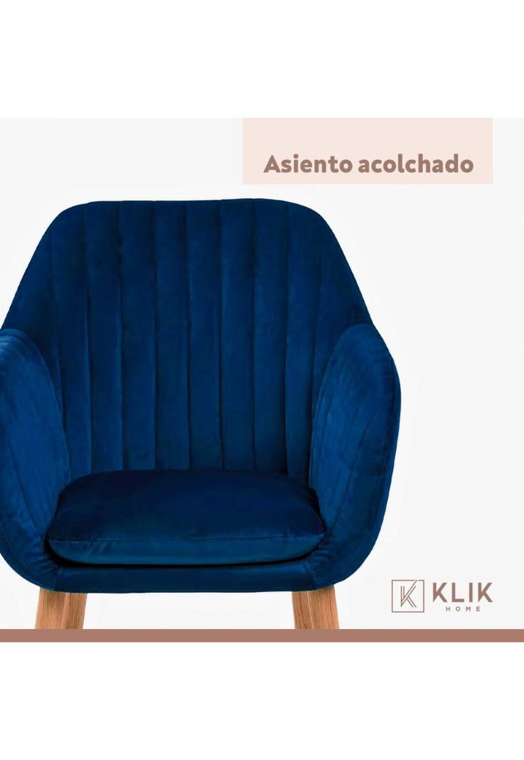 Butaca Sitial Poltrona Diamante Terciopelo Acolchado - Azul-5