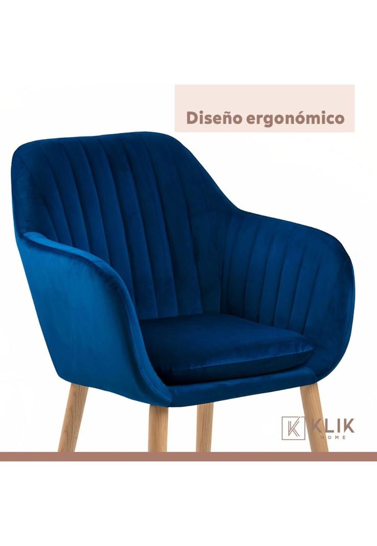 Butaca Sitial Poltrona Diamante Terciopelo Acolchado - Azul-6