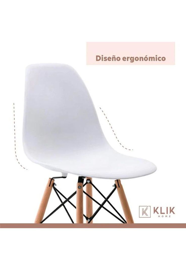 Comedor Mesa de Vidrio Nórdica 140x90 cm + 6 Sillas Eames Blancas-6