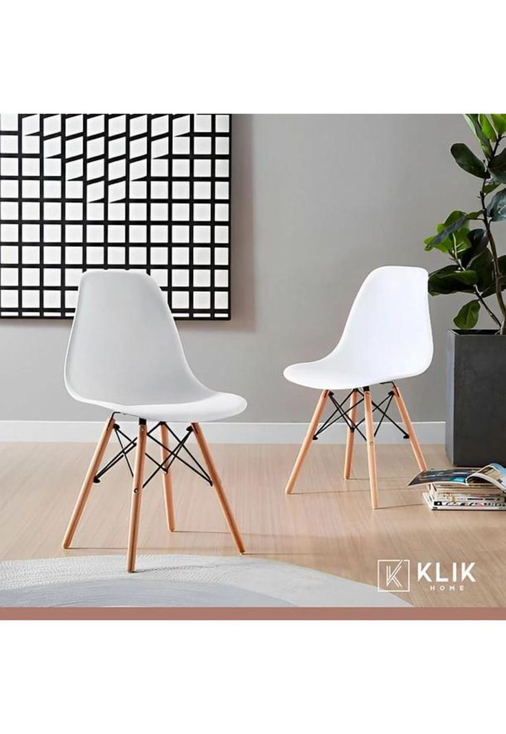Comedor Mesa de Vidrio Nórdica 140x90 cm + 6 Sillas Eames Blancas-7