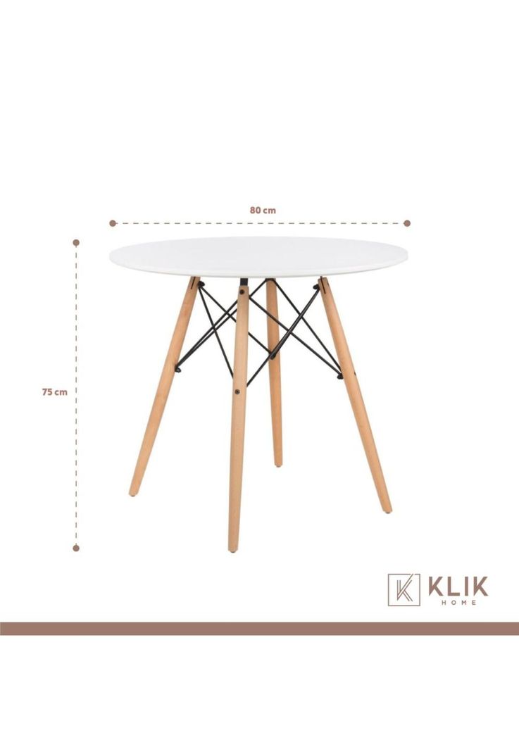Comedor Mesa Eames Blanca Redonda 80cm + 4 Sillas Tulip Blancas-4