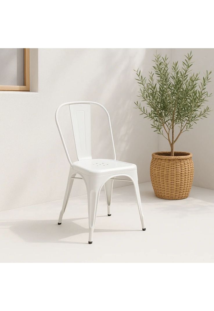 Silla Tolix de Comedor o Terraza Exterior - Blanca-1