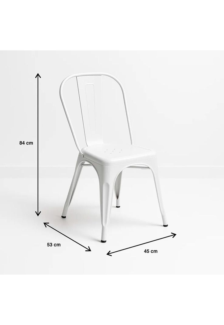 Silla Tolix de Comedor o Terraza Exterior - Blanca-3