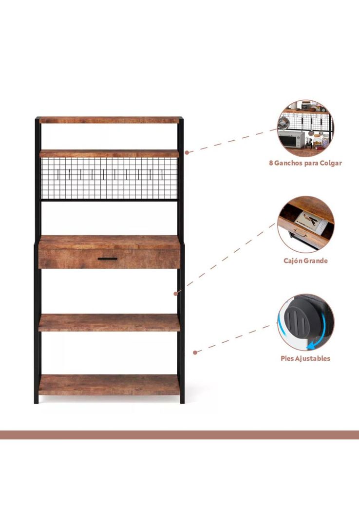 Rack organizador alto con cajón para cocina-2