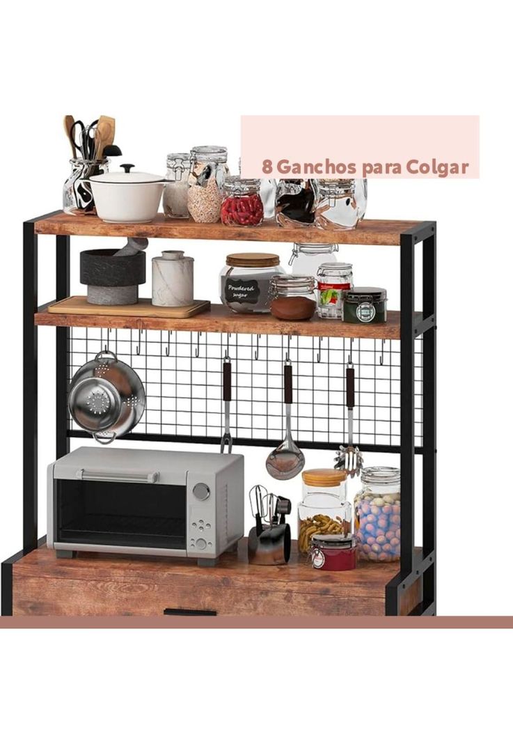 Rack organizador alto con cajón para cocina-6