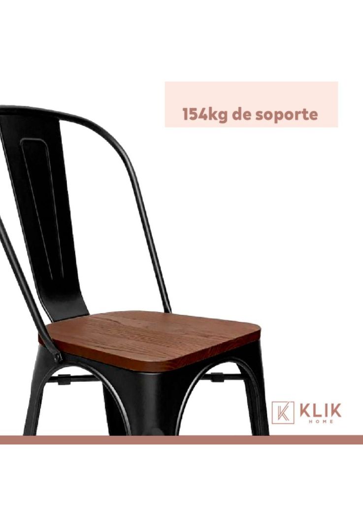 Pack de 4 sillas Tolix con asiento de Madera Oscura Walnut - Negras-5
