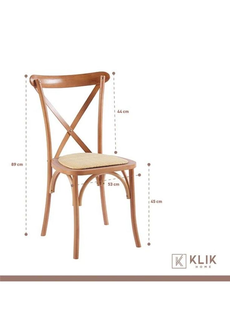Comedor Mesa Color Madera y Metal Cross 140x90 + 6 Sillas Crossback Madera Rattan Natural-5