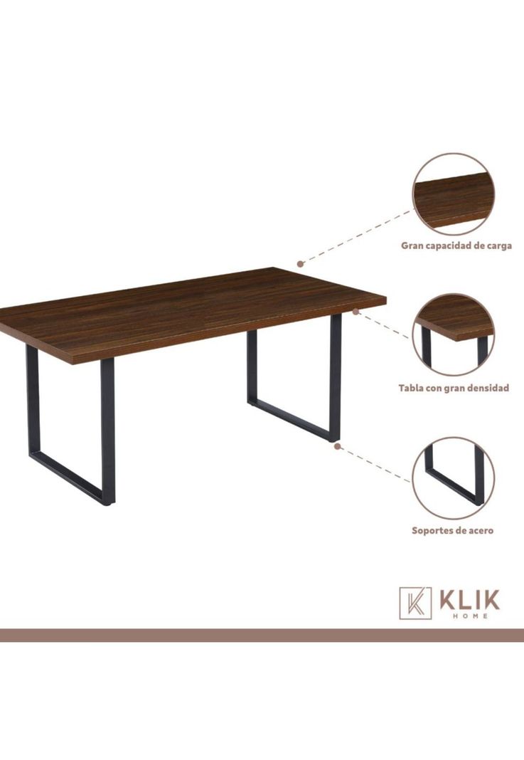 Comedor Industrial 160x90 Madera Oscura Walnut + 6 Sillas Tolix Negras-2