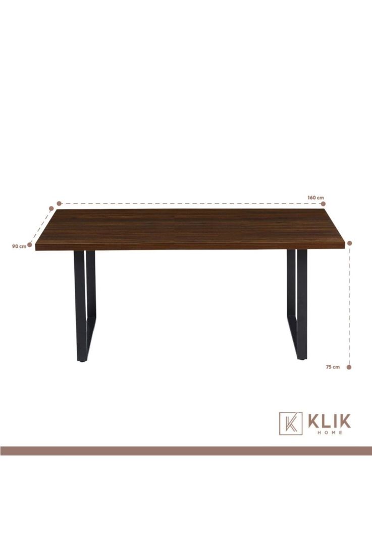 Comedor Industrial 160x90 Madera Oscura Walnut + 6 Sillas Tolix Negras-4