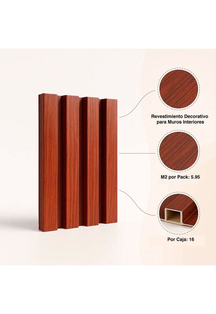 Pack de 16 Revestimientos Siding WPC interior color Nogal-4