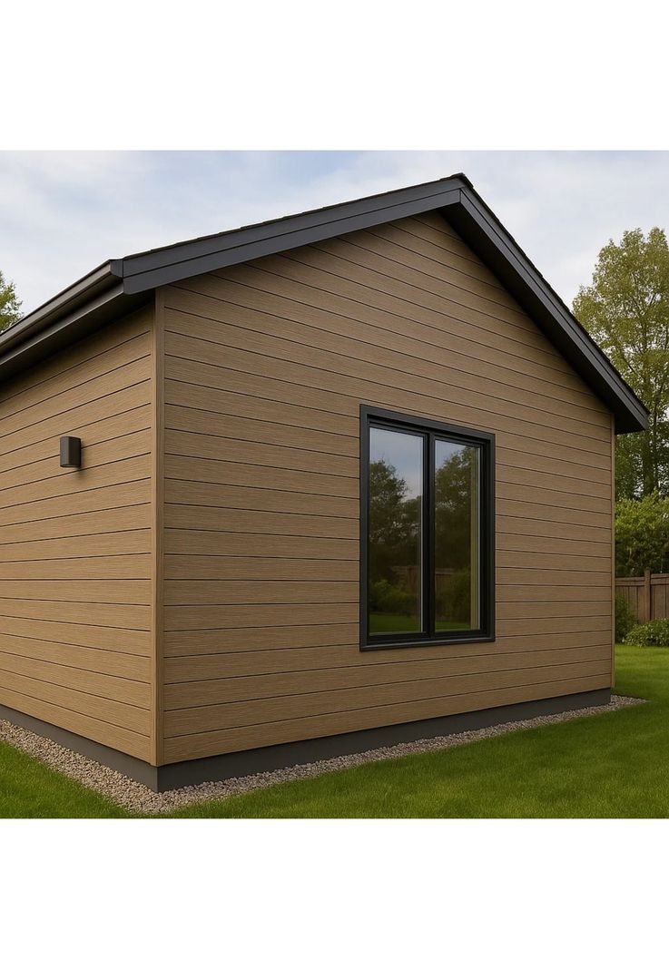 Pack de 5 Revestimientos Siding Plano WPC exterior Color Gris Oscuro-1