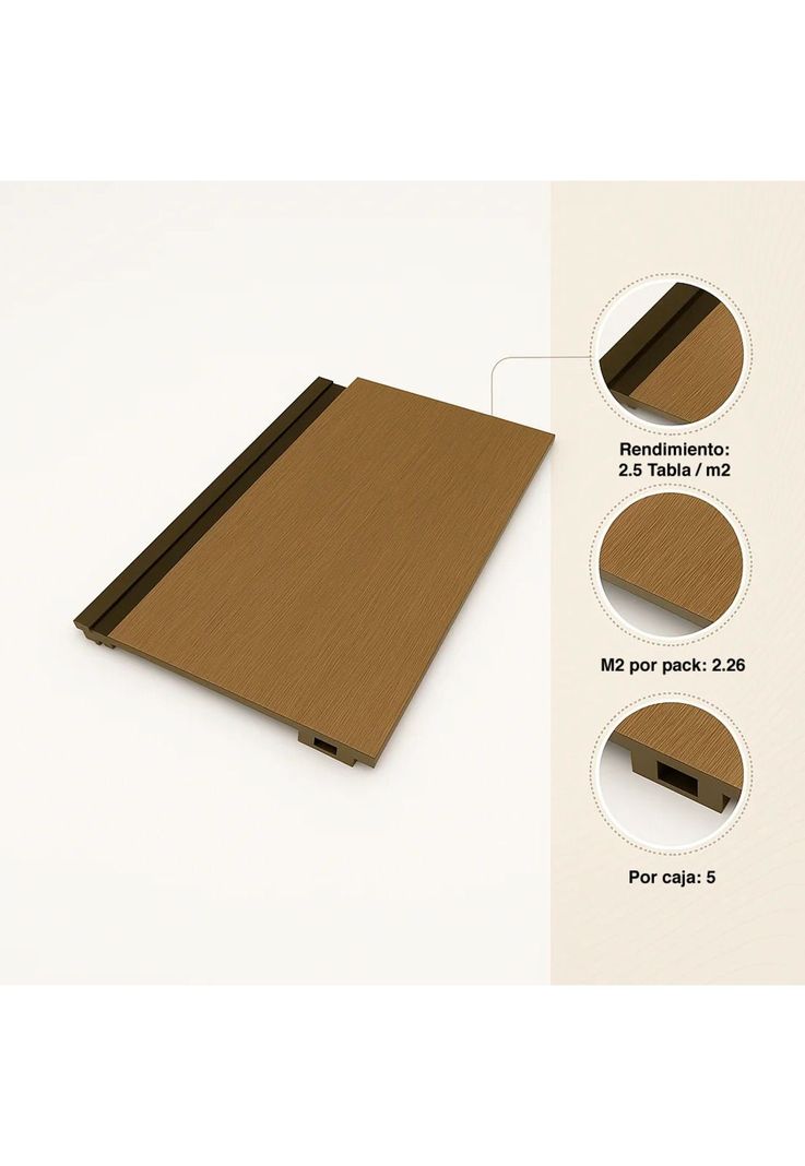 Pack de 5 Revestimientos Siding Plano WPC exterior Color Gris Oscuro-4
