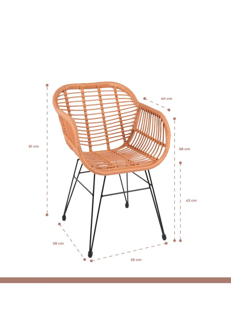 Butaca con Apoyabrazos de Terraza Rattan Grecia Color Madera-3