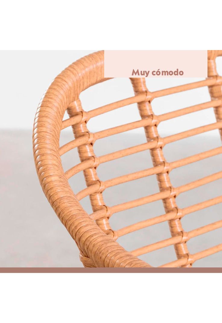 Butaca con Apoyabrazos de Terraza Rattan Grecia Color Madera-6