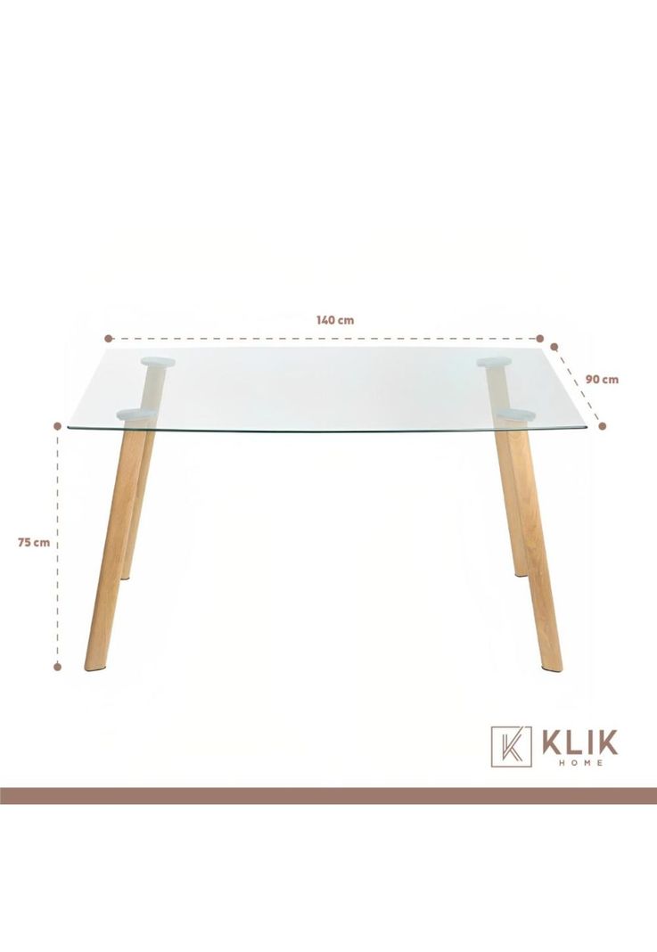 Comedor Mesa de Vidrio Nórdica 140x90 cm + 4 Sillas Tulip Grises-4