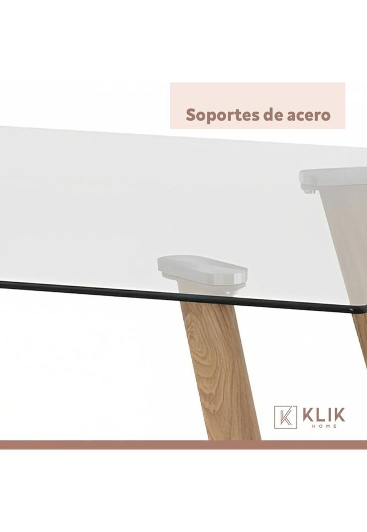 Comedor Mesa de Vidrio Nórdica 140x90 cm + 4 Sillas Tulip Grises-6