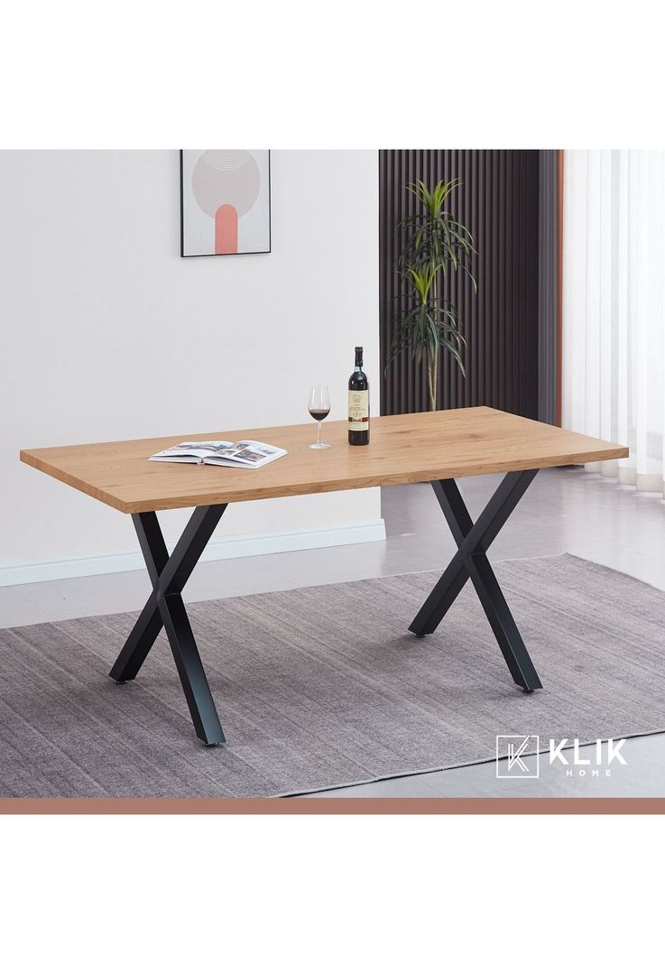 Mesa industrial Color Madera y Metal Cross 180x90-1