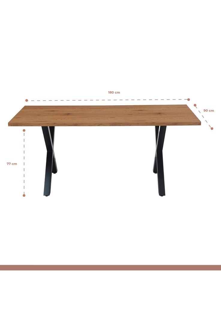 Mesa industrial Color Madera y Metal Cross 180x90-3