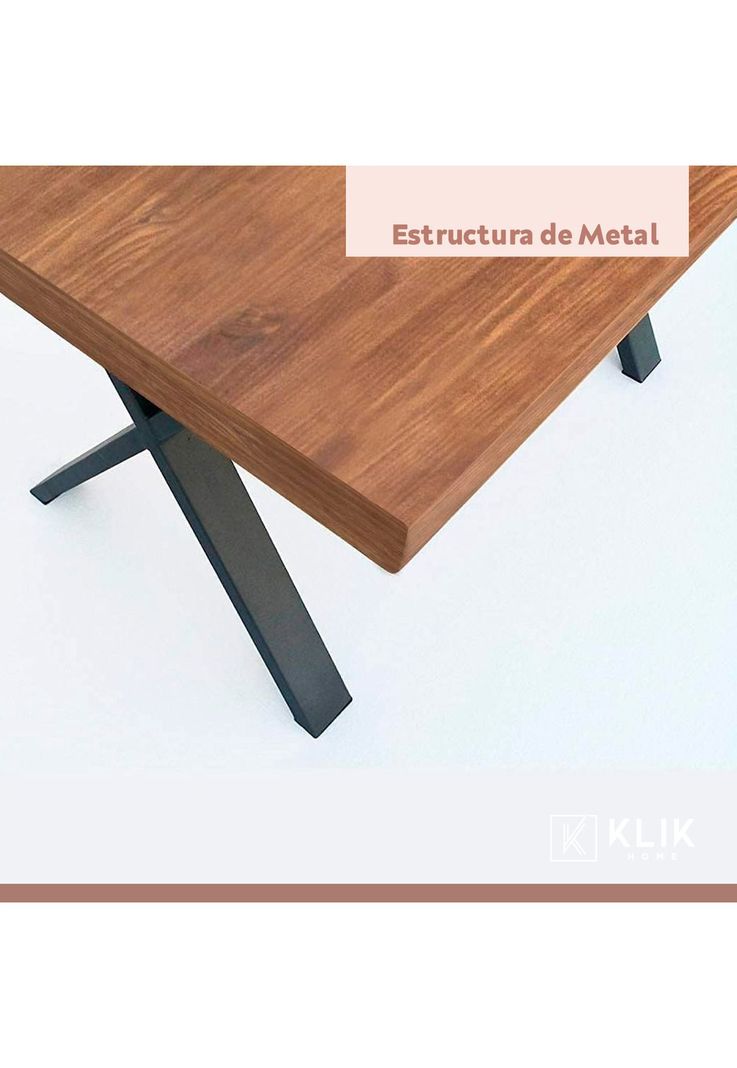 Mesa industrial Color Madera y Metal Cross 180x90-5