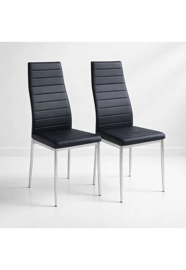 Pack de 2 Sillas Acolchadas Dining Liana con patas cromadas - Negras Negro