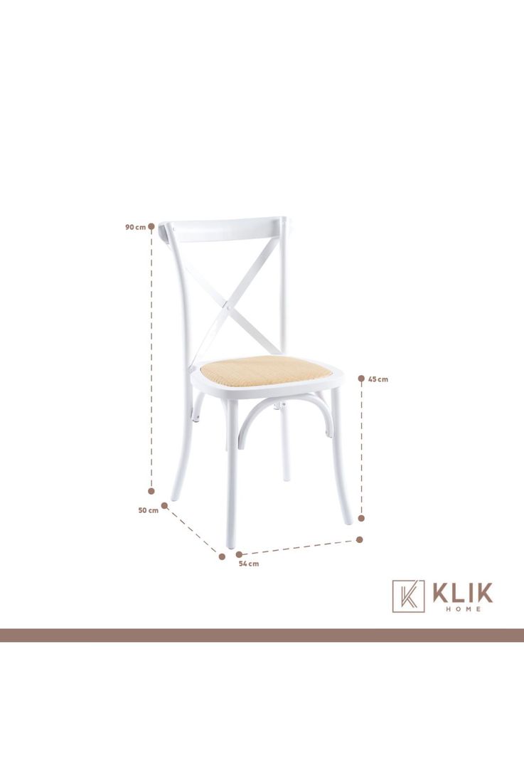 Pack de 4 Sillas Crossback Madera Rattan - Blancas-4