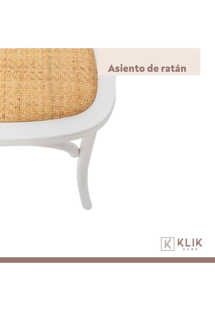 Pack de 4 Sillas Crossback Madera Rattan - Blancas-6