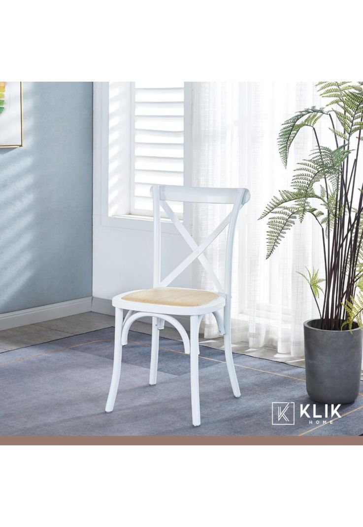 Pack de 4 Sillas Crossback Madera Rattan - Blancas-7