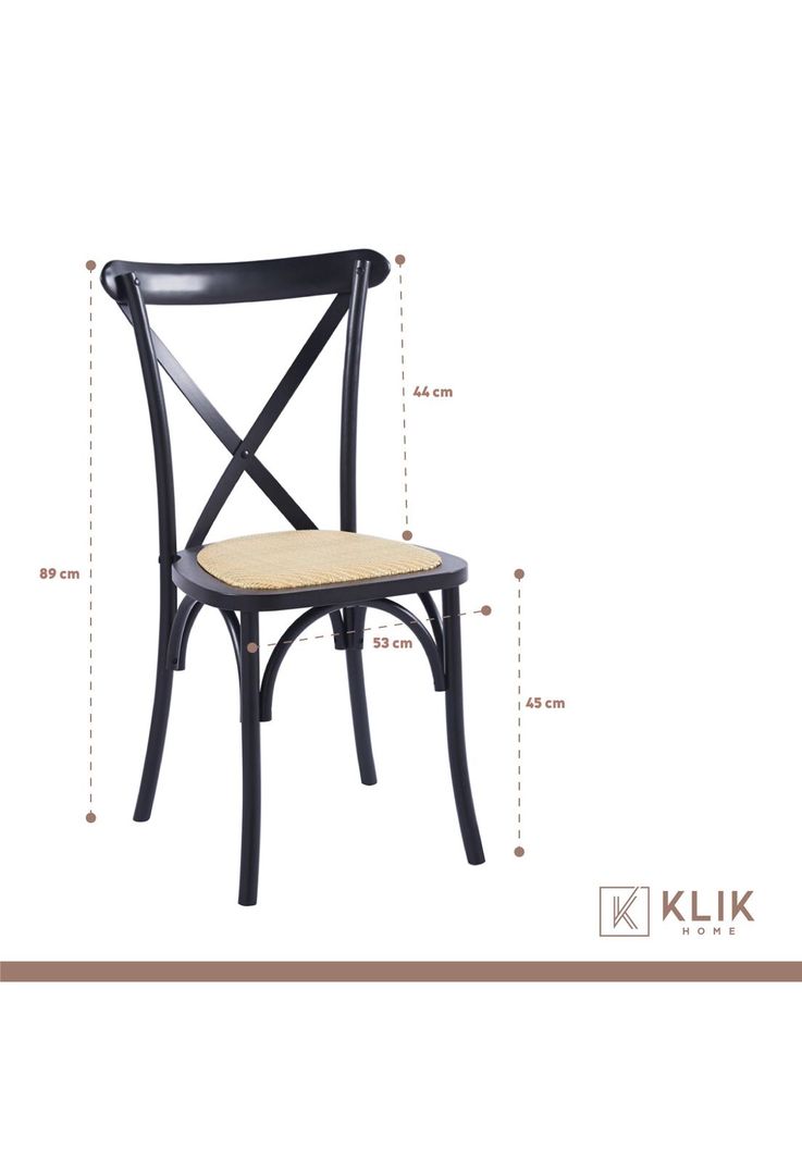 Comedor redonda de vidrio Cross 120cm + 5 Silla Crossback Madera Negra-5