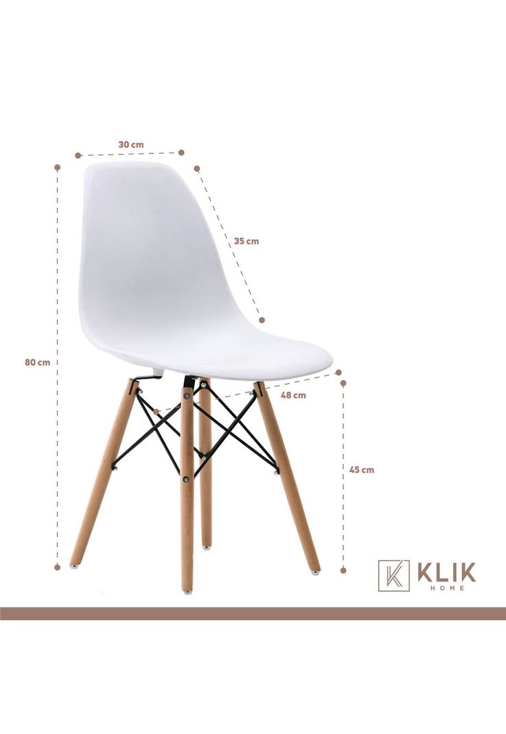 Comedor Mesa Eames Redonda Blanca 80cm + 4 Sillas Eames Blancas-5
