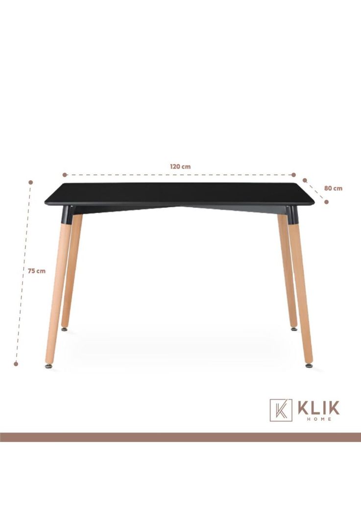 Comedor Mesa 120x80 Rectangular Negra + 6 Sillas de Comedor Enrejada-5