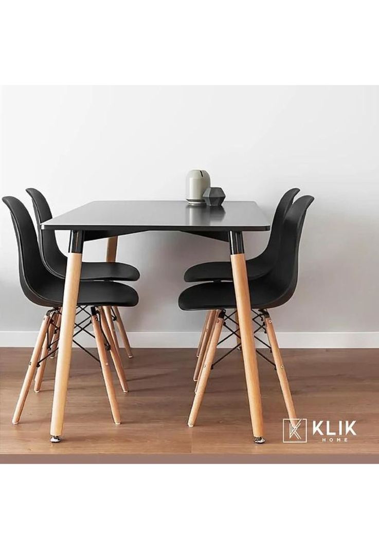Comedor Mesa 120x80 Rectangular Negra + 6 Sillas de Comedor Enrejada-7