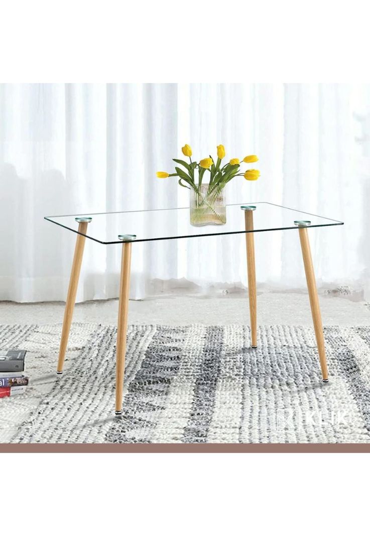 Comedor Mesa de Vidrio 120x80 + 6 Sillas Europa Negras-7