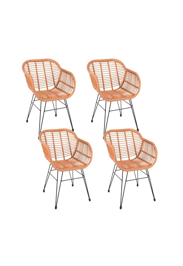 Pack de 4 Butacas con Apoyabrazos de Terraza Rattan Grecia Color Madera-0