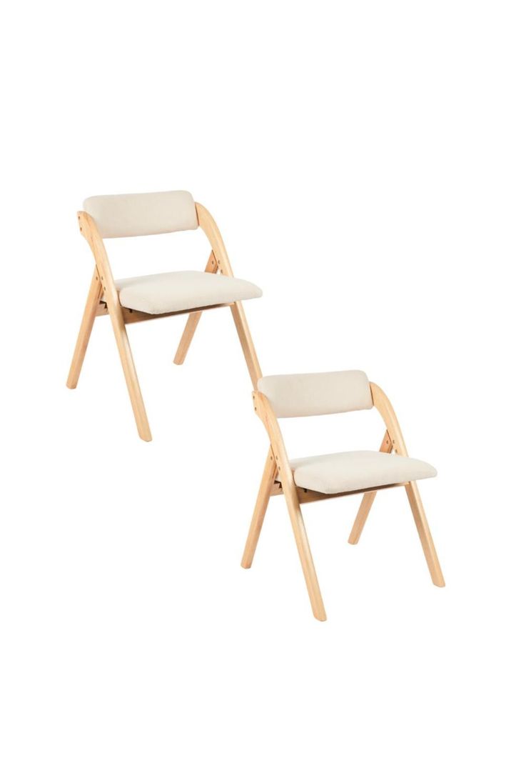 Pack de 2 Sillas Betlahem de madera plegable acolchada - Beige-0