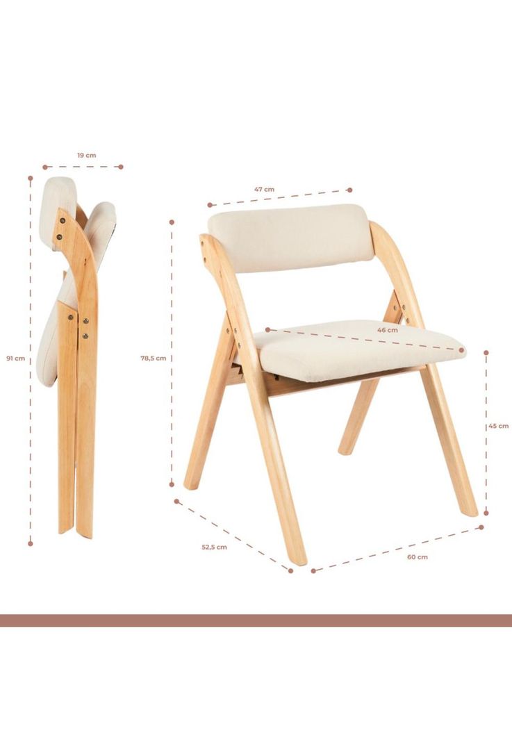 Pack de 2 Sillas Betlahem de madera plegable acolchada - Beige-3