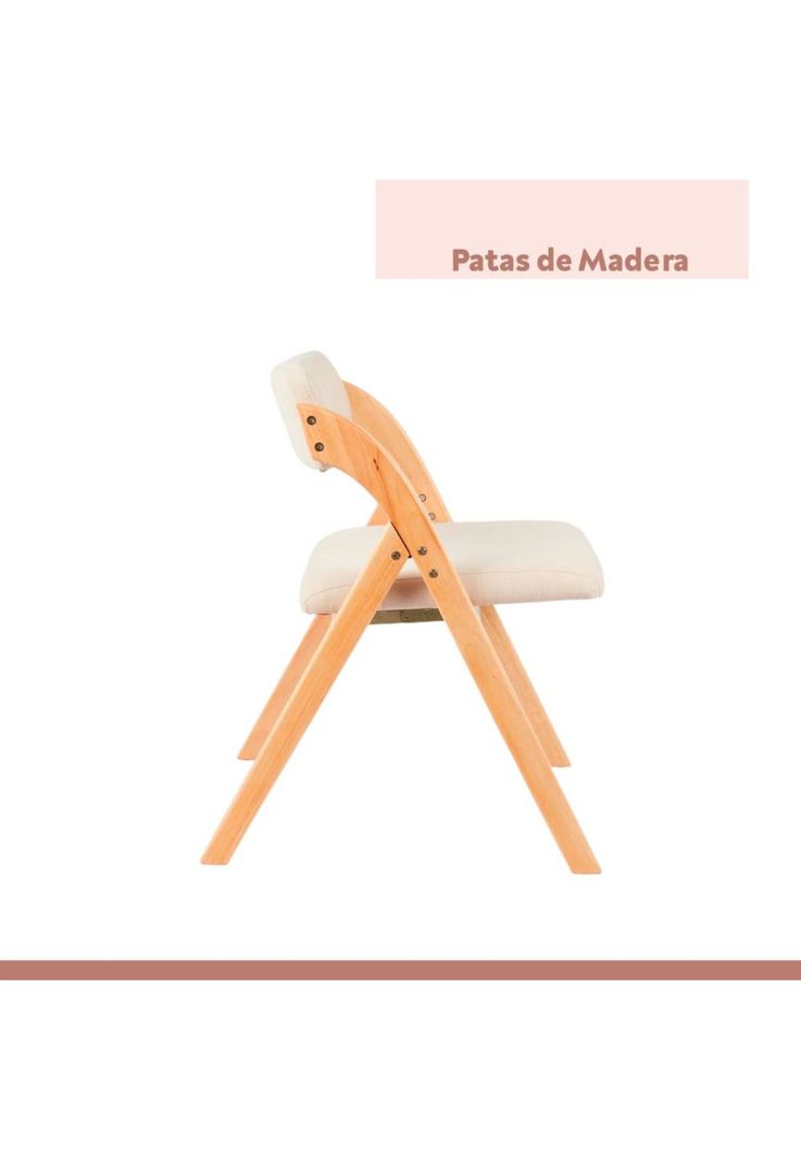 Pack de 2 Sillas Betlahem de madera plegable acolchada - Beige-6