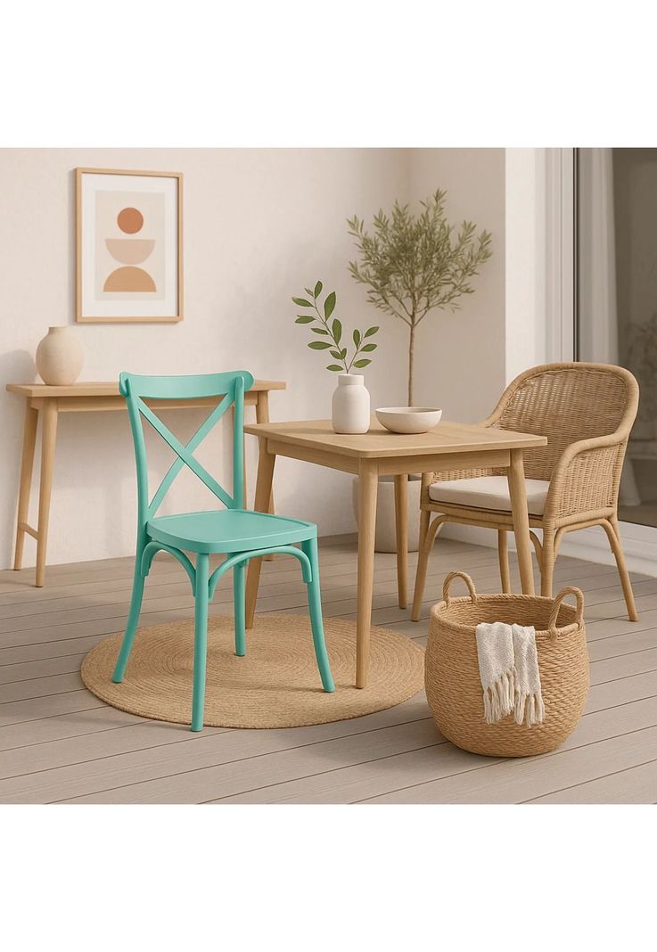 Silla Crossback Danubio de Terraza Exterior o Comedor - Menta-2