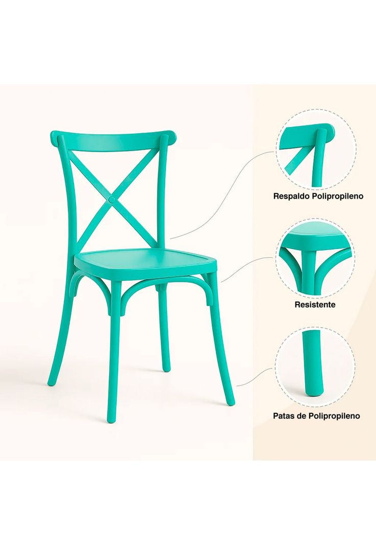 Silla Crossback Danubio de Terraza Exterior o Comedor - Menta-4