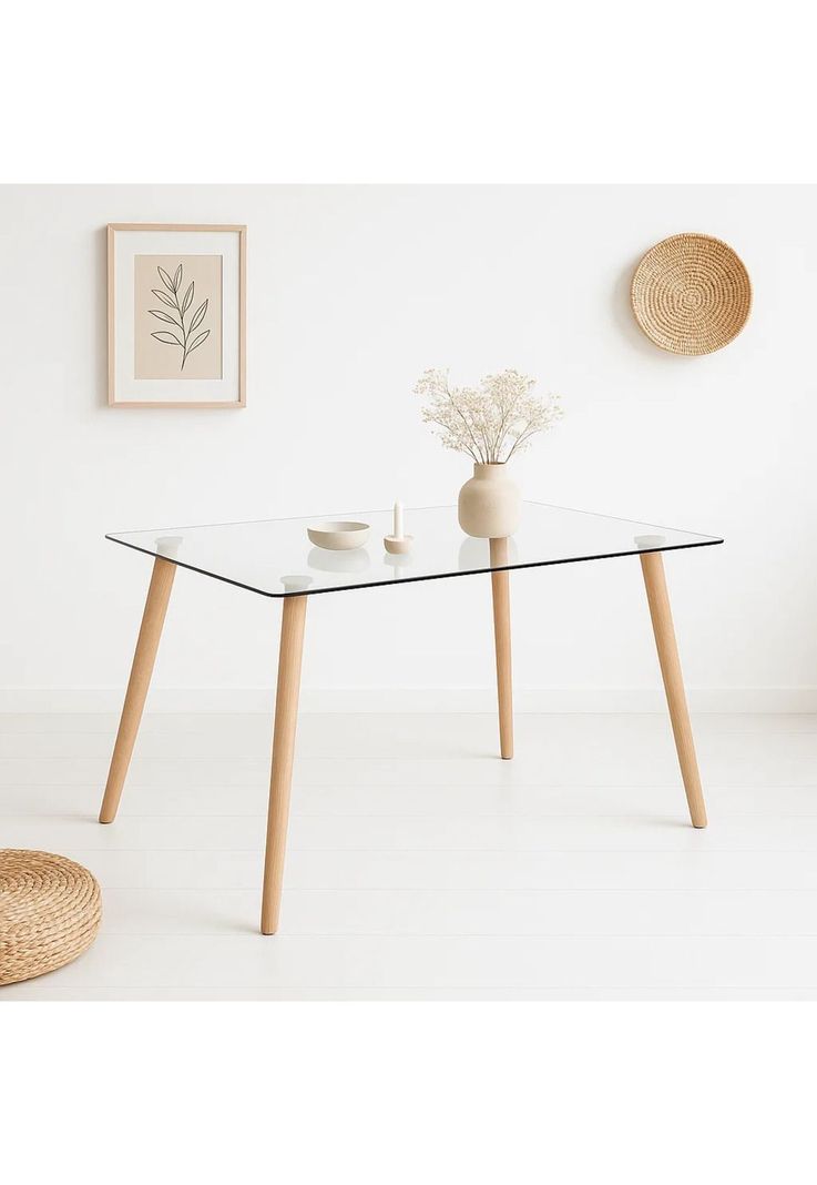 Mesa de Comedor Vidrio Rectangular Nórdica 140x90 cm-1