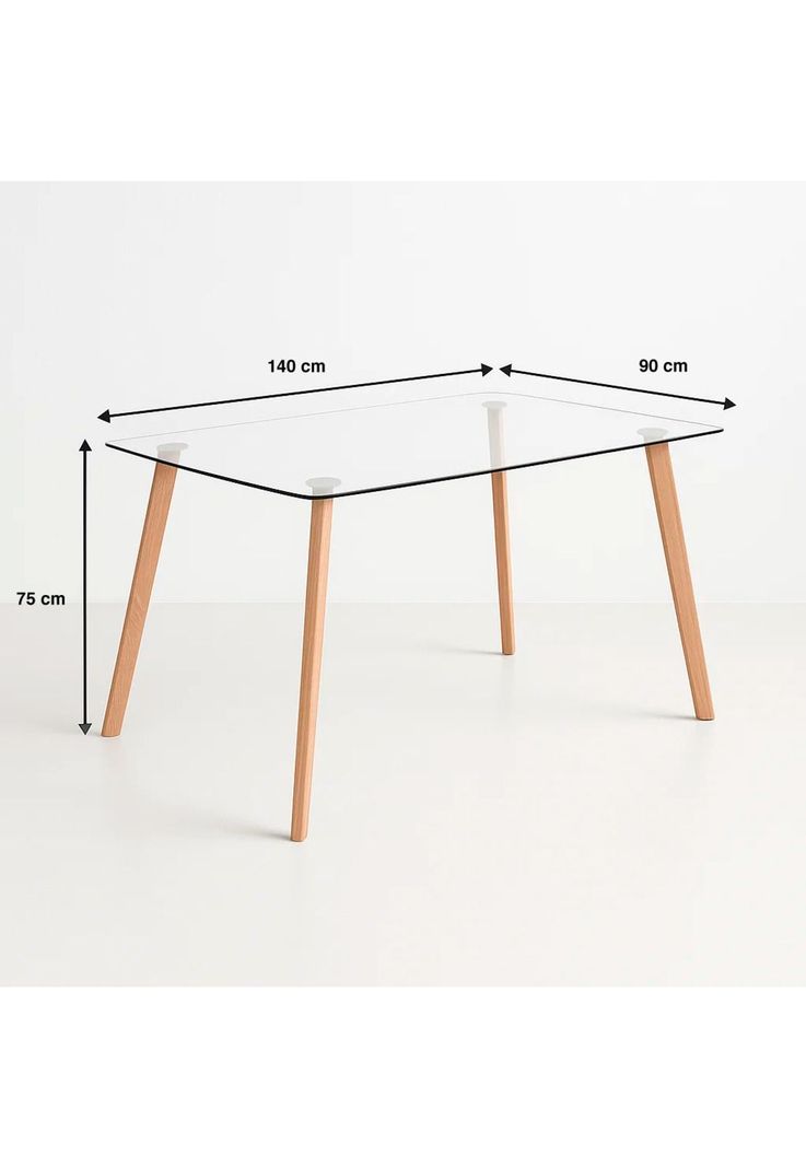 Mesa de Comedor Vidrio Rectangular Nórdica 140x90 cm-3