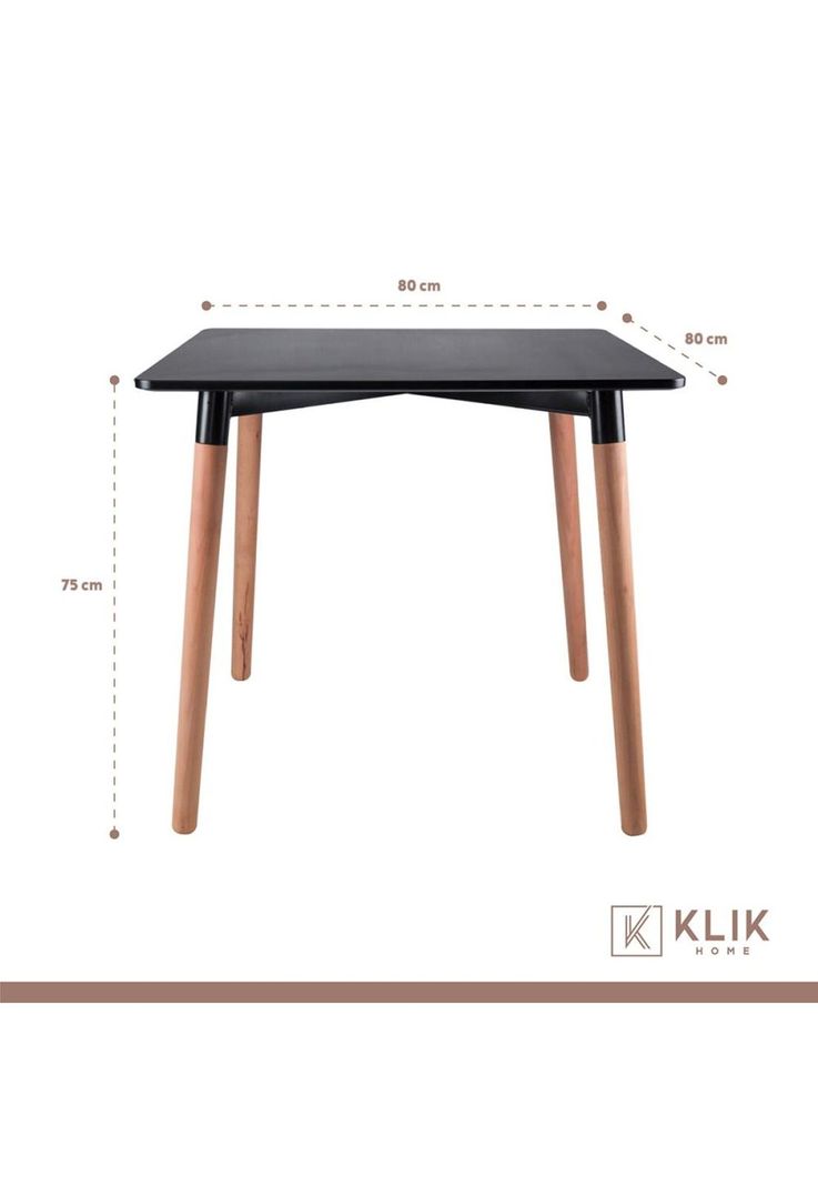 Comedor Mesa Eames Cuadrada Negra + 4 Sillas Eames Negras-4