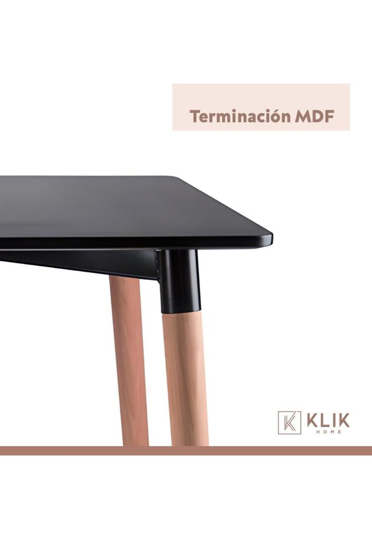 Comedor Mesa Eames Cuadrada Negra + 4 Sillas Eames Negras-6